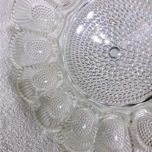 Vintage Indiana Clear Glass Hobnail Deviled Egg Platter Tray Dish - Picture 9 of 11
